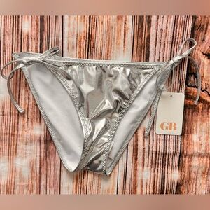 GIANNI BINI METALLIC SILVER STRING TIE BIKINI BOTTOM
